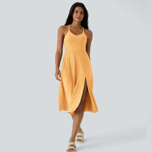 NWT Halara Everyday Midi Chill Dress-La Land in Warm Apricot